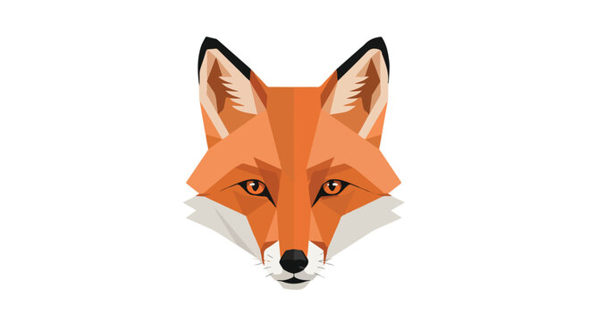 A geometric fox head with orange, white, and black colors