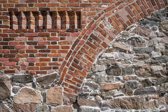 Detail, brick wall, steeple, cathedral, bishop's church of the Swedish speaking Lutheran Bishopric of Borg&aring;, Porvoo, Finland