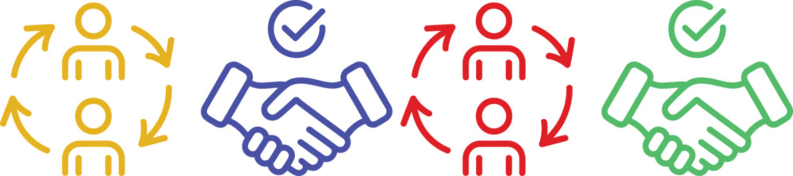 Illustration of teamwork and collaboration processes with different stages