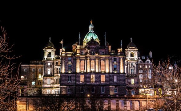 Museum on the Mound at Night, Edinburgh, Scotland, Great Britain