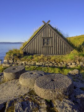 Millstones, &Ograve;sv&ouml;r Fishery Museum, Bolungarv&iacute;k, Vestfir&eth;ir, Iceland