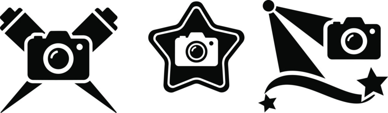 camera icons with star and flash elements