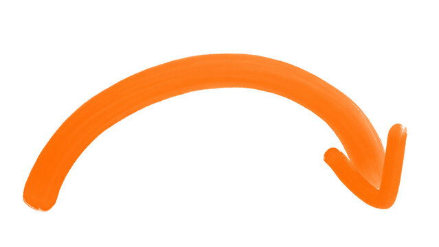 Orange curved arrow pointing down icon brush style
