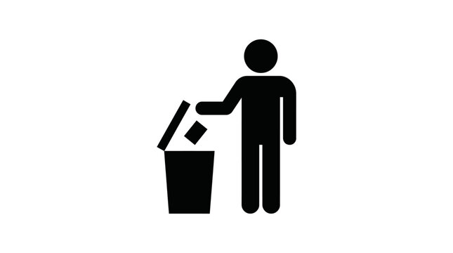 Person throwing trash into a bin symbol.