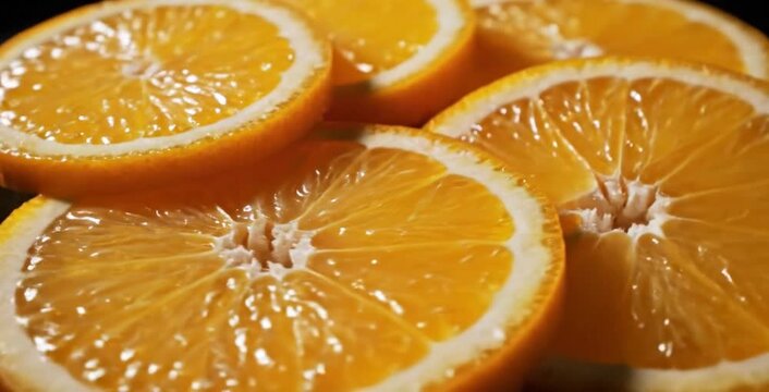 Juicy Orange Slices With Visible Pulp
