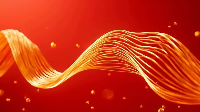 Golden wave on red gradient background