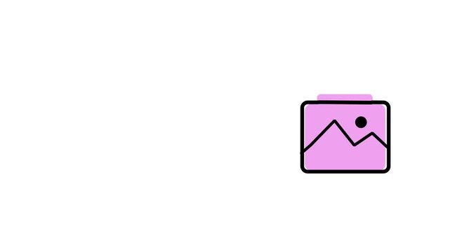 Animation of changing camera icon to gallery icon sideways 