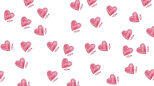 Romantic love doodles pattern in seamless layout with soft motion feel, ideal for social media content, websites, packaging, and digital design.