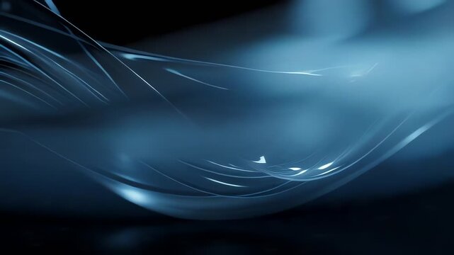 Fluid Waves Flowing Through Dark Space in Blue Tones