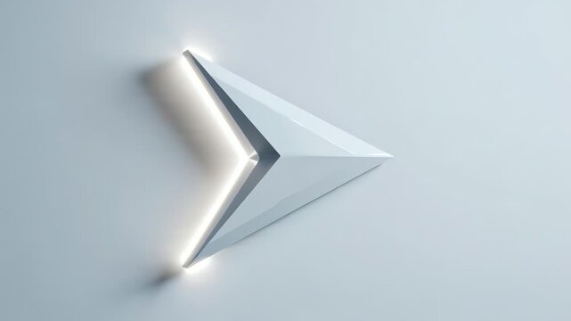 Geometric Arrow Form Floating in Soft Light Producing Surreal Minimalist Scene