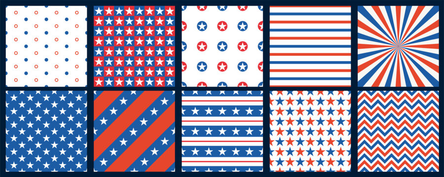 Patriotic seamless pattern. USA background vector.
