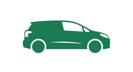 Fototapeta premium Green car silhouette side view icon