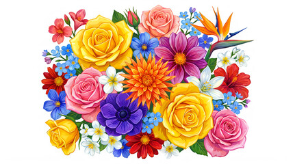 Naklejka premium Bouquet of colorful flowers