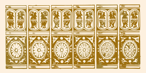 Obraz premium heraldic frames with gold and cream design on beige background high quality professional detailed modern