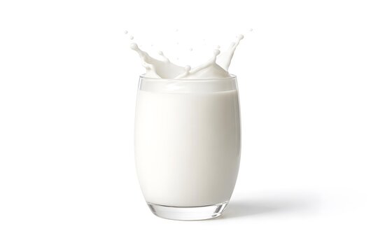Fresh Milk Splash in Glass Isolated on White Background