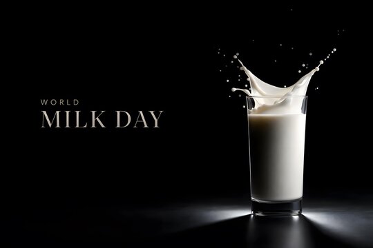 Elegant Milk Splash in Glass on Black Background