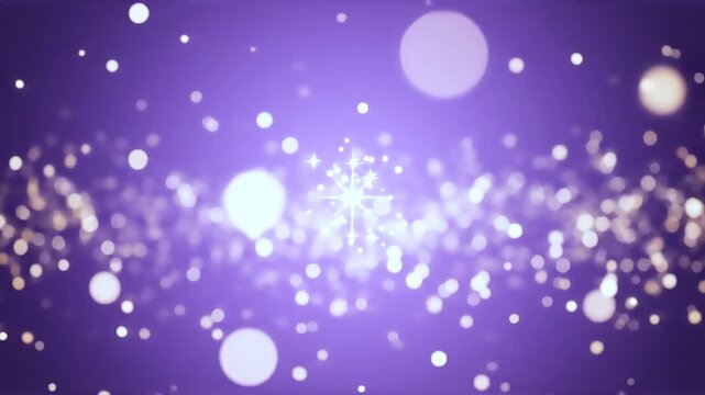 Glowing purple background with snowflakes and bokeh lights shining brightly.