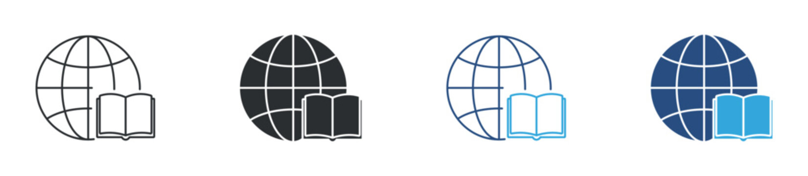 Global education icon set. world knowledge symbol. international learning and study concept. vector illustration.