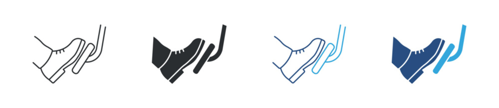 Foot pedal icon set. control mechanism symbol. machine operation and press action concept. vector illustration.