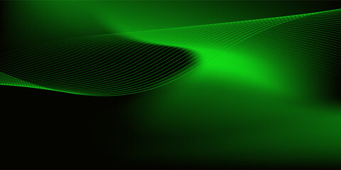 Abstract background using dark green tones on a black background. The lines and curves are like gentle and flowing waves, creating a sense of freshness and energy.Vector Eps 10 illustration © Succes Co's