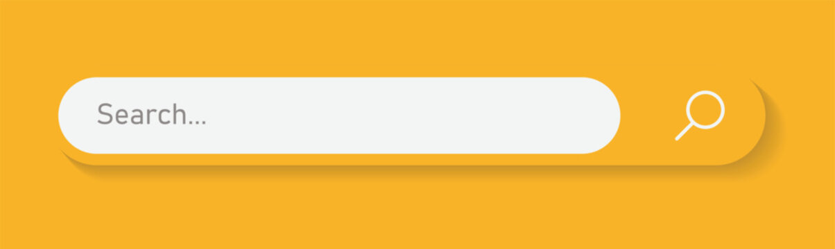 3d search bar internet browser engine yellow color. magnifying glass icon on yellow background. vector Illustration