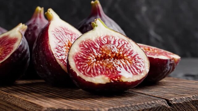 Fresh Purple Figs Halved Revealing Sweet Seedy Interiors