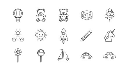 Cute Hand-Drawn Icons: Toys, Fantasy, Transport, and More © Muhammad