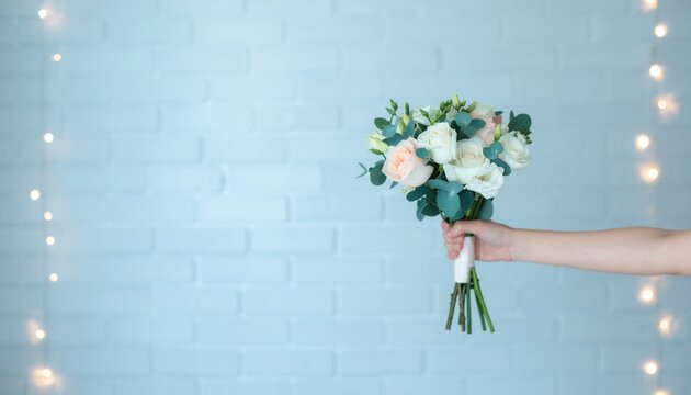花束を持つ片手