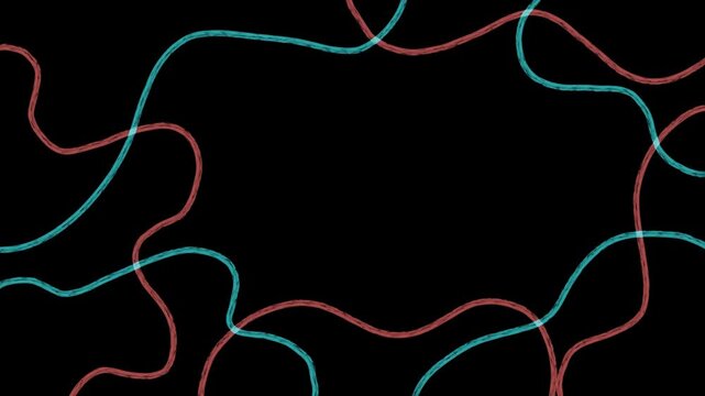Colorful hand‑drawn wavy lines frame animation on transparent background
