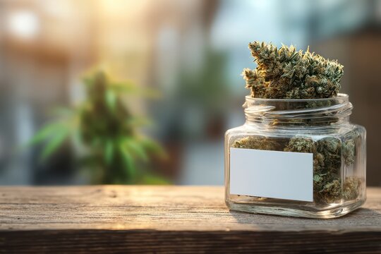 Medical cannabis jar with blank label