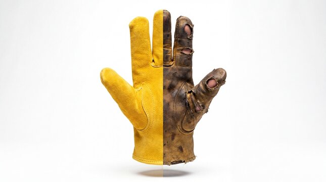 Split hand glove showing dirty and clean contrast
