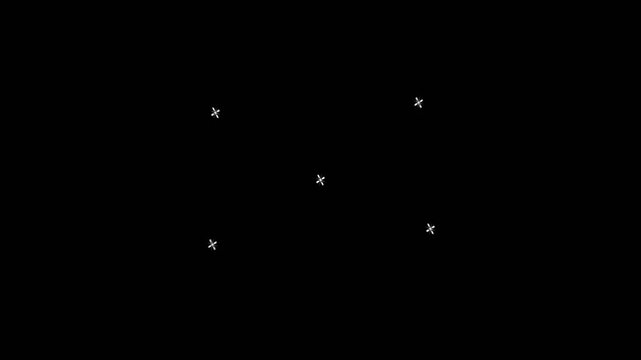 Sparkle Group twinkle glitter star effect animation in 4K loop, Star twinkling animation with alpha background for festive overlays,Glitter sparkle animated black screen,shiny glowing stars.