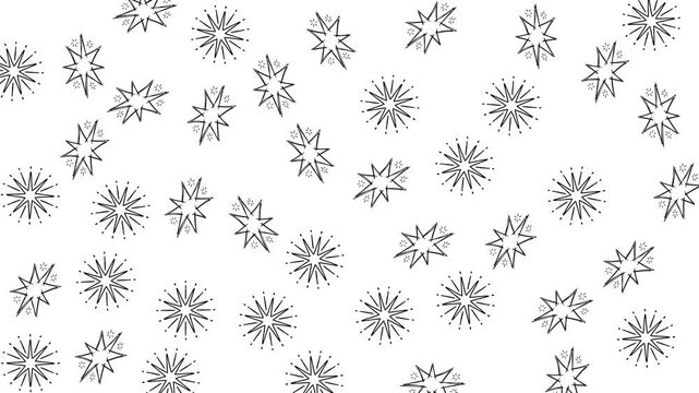 Seamless sparkle doodle motion background in minimal outline style with small star shapes, perfect for UI backgrounds, videos, and digital design.