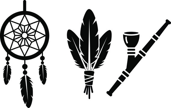 dreamcatcher feather pipe silhouette high quality professional detailed modern