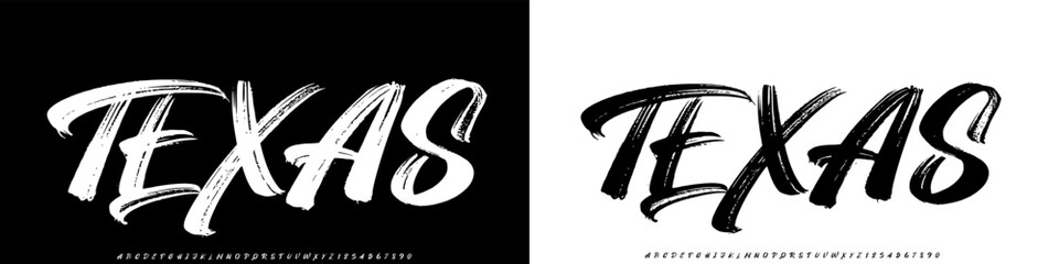 Texas Display Font, Hand drawn marker style font with brush strokes, perfect for posters, bold headlines, and creative designs. vector illustration  © krincing 