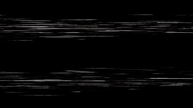 Seamless vhs noise distortion effect on black background looping for retro video overlay