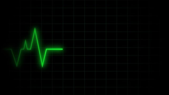 Abstract medical background with green heartbeat pulse line and grid pattern