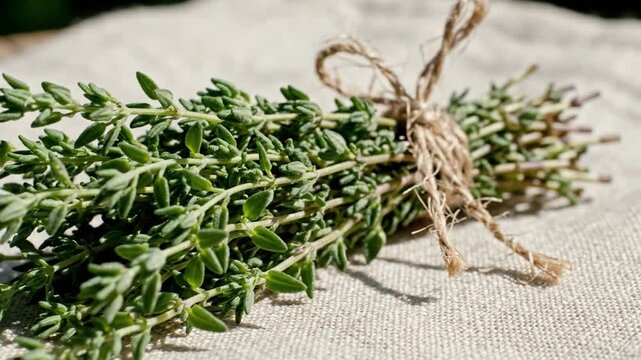 Fresh Thyme Bundle Tied With Twine