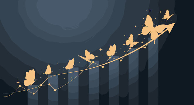 A stylized illustration conveying progress and transformation. Ideal for marketing materials and representing innovation, development, or positive cha