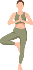 Fototapeta premium Woman in Green Sportswear Performing Yoga Tree Pose