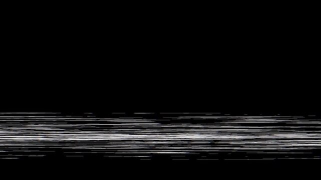 Seamless vhs noise distortion effect on black background looping for retro video overlay