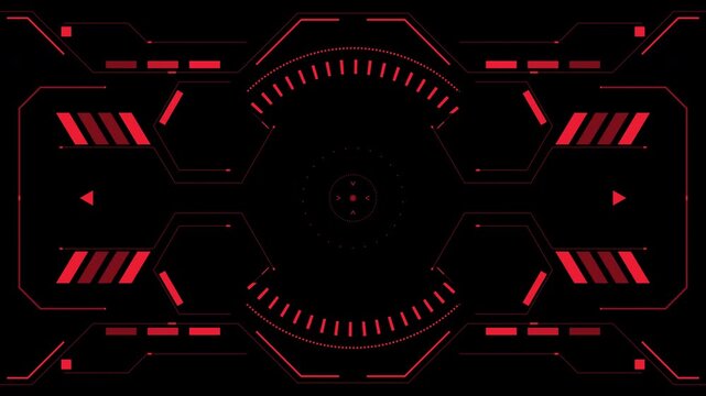 Hud ui futuristic interface technology red dashboard display perfect for sci-fi games, cyber security visuals, or high-tech motion graphics projects.