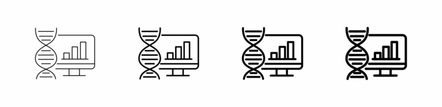 Bioinformatics and Genetic Data Analysis Line Art Icon Vector Illustration Editable