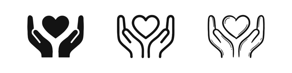 Obraz premium Charity and Compassion Icons showing Hands Holding a Heart