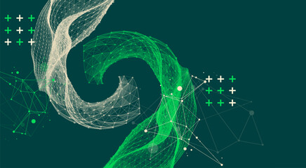 Fototapeta premium The abstract wave is made in a frame style. Template for science and technology presentation. Vector art.