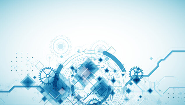 Abstract  technological background  with cogwheels and plexus effect. Vector