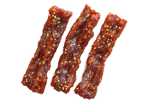 Delicious beef jerky strips isolated PNG with Transparent Background