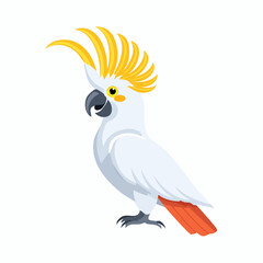 A cartoon white cockatoo with yellow crest. © Juki