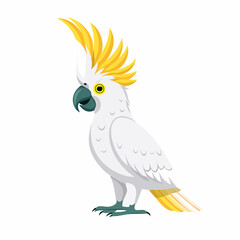A cartoon white cockatoo with yellow crest. © Juki