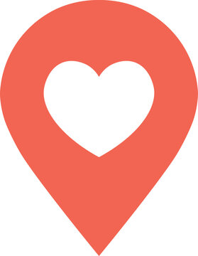 Location pin with heart symbol inside, representing favorite place.